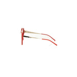 Frankie Morello Red Acetate Women's Frame side view showing metal and coral details.