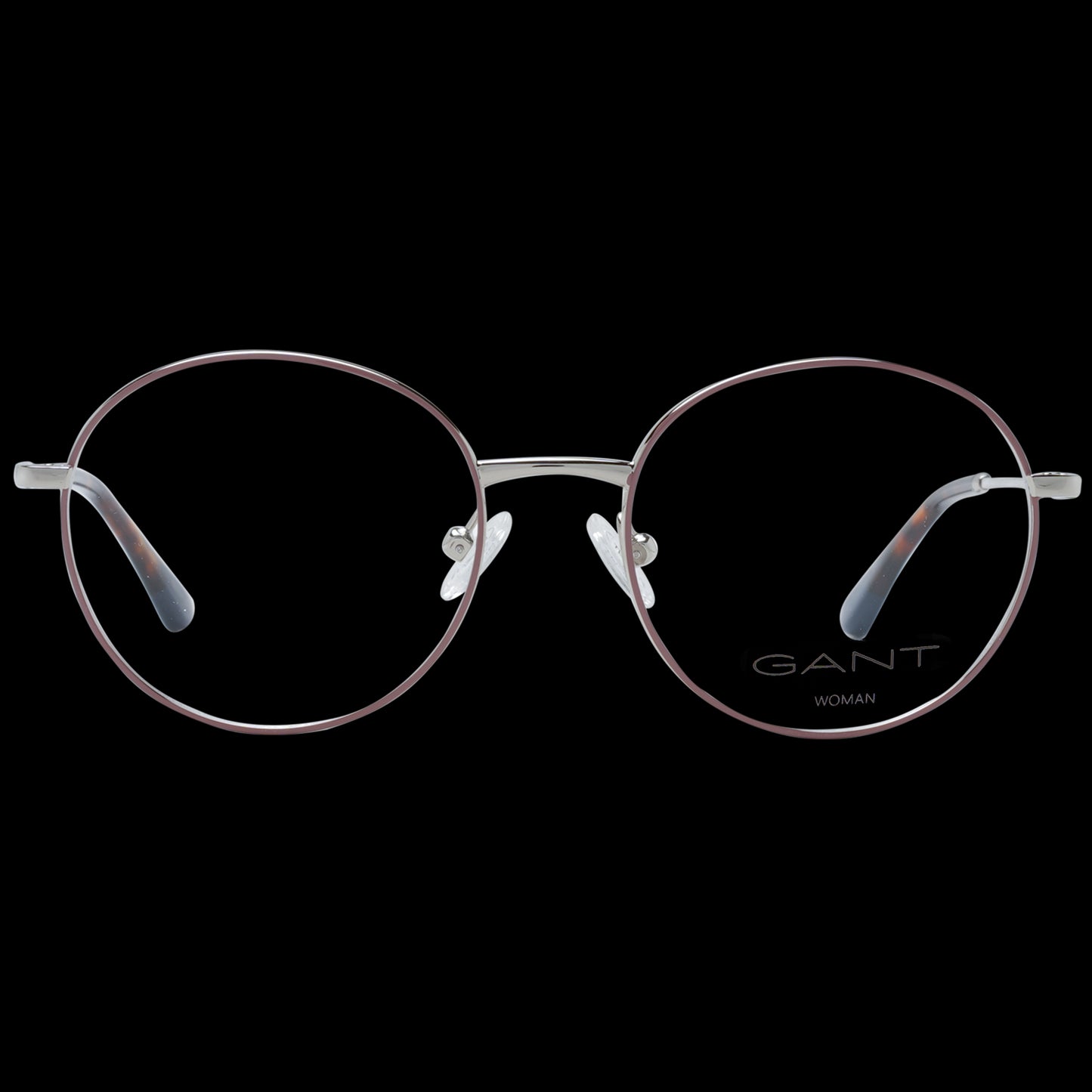 GANT MOD. GA4090 50072 round metal eyeglasses for ladies, front view with black background.