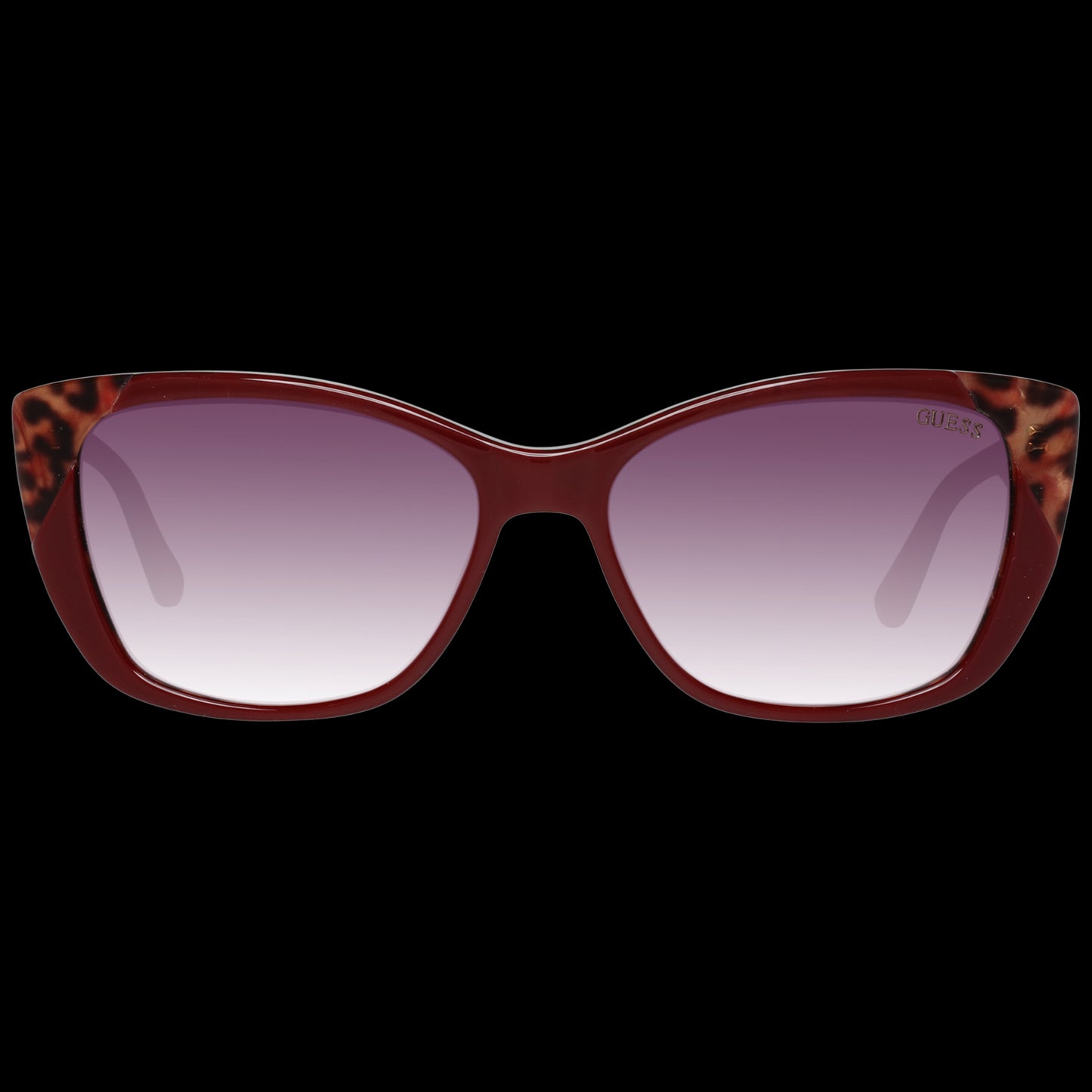 GUESS MOD. GU7511 5566F ladies sunglasses with stylish gradient lenses and leopard-patterned frame, front view.