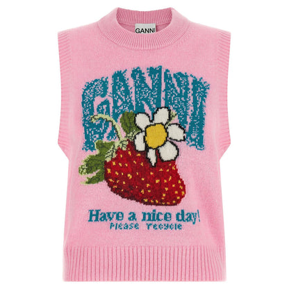 Ganni Multicolor Wool Sleeveles Sweater