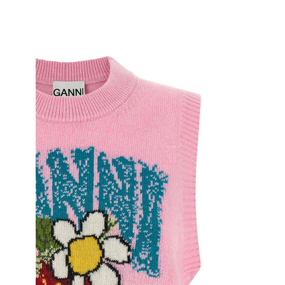 Ganni Multicolor Wool Sleeveles Sweater