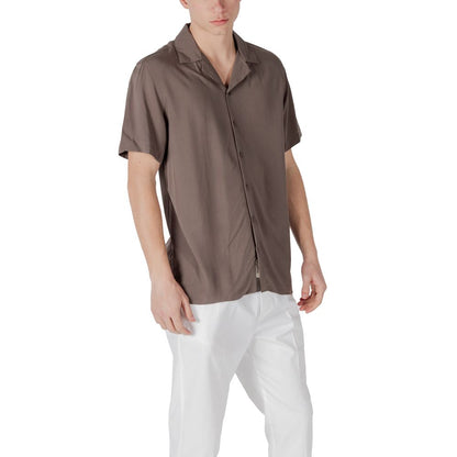 Gianni Lupo Brown Viscose Shortsleeve Shirt