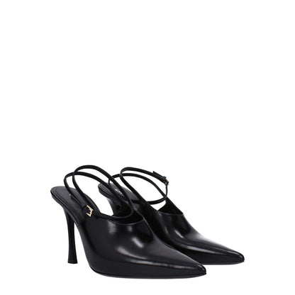 Givenchy Black Leather High Heel Pumps with pointy toe and buckle closure, stylish design, 9.5 cm heel, leather sole.