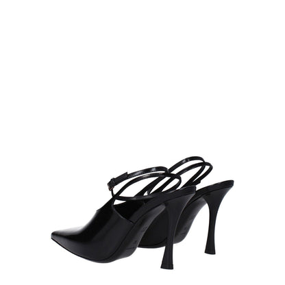Givenchy Black Leather High Heel Pumps with buckle closure and pointy toe, featuring a stylish design and leather shoe sole, heel height 9.5 cm.