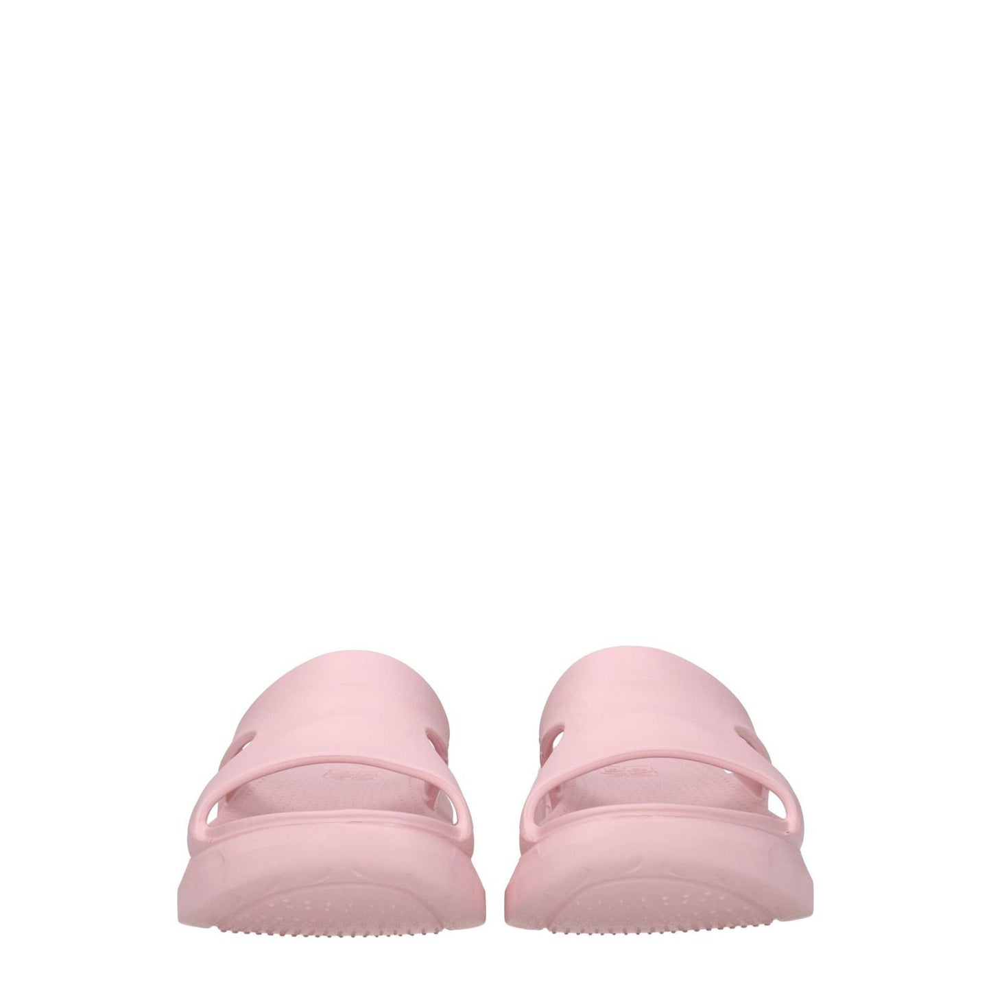 Back view of Givenchy Pink Cotton Slippers with open toe and rubber sole, showcasing casual style and back logo in blush pink.