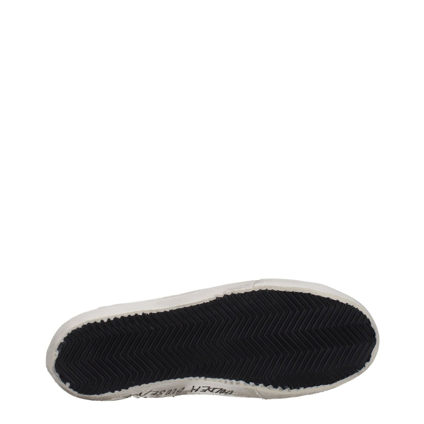 Sole view of the Golden Goose Brown Leather High Top Sneakers with rubber sole and vintage style.