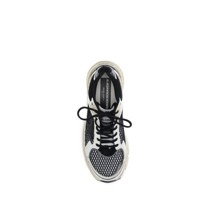 Top view of Golden Goose Multicolor Polyester Athletic Sneakers with mesh upper and black laces for contemporary style and comfort.