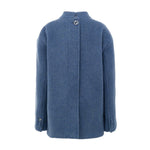Back view of Gucci Light Blue Wool Jackets & Coat with button detail and Gucci logo.