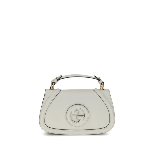 Gucci White Calf Leather Bos Taurus Handbag with tonal leather GG applique on front, featuring removable handle and adjustable shoulder strap.