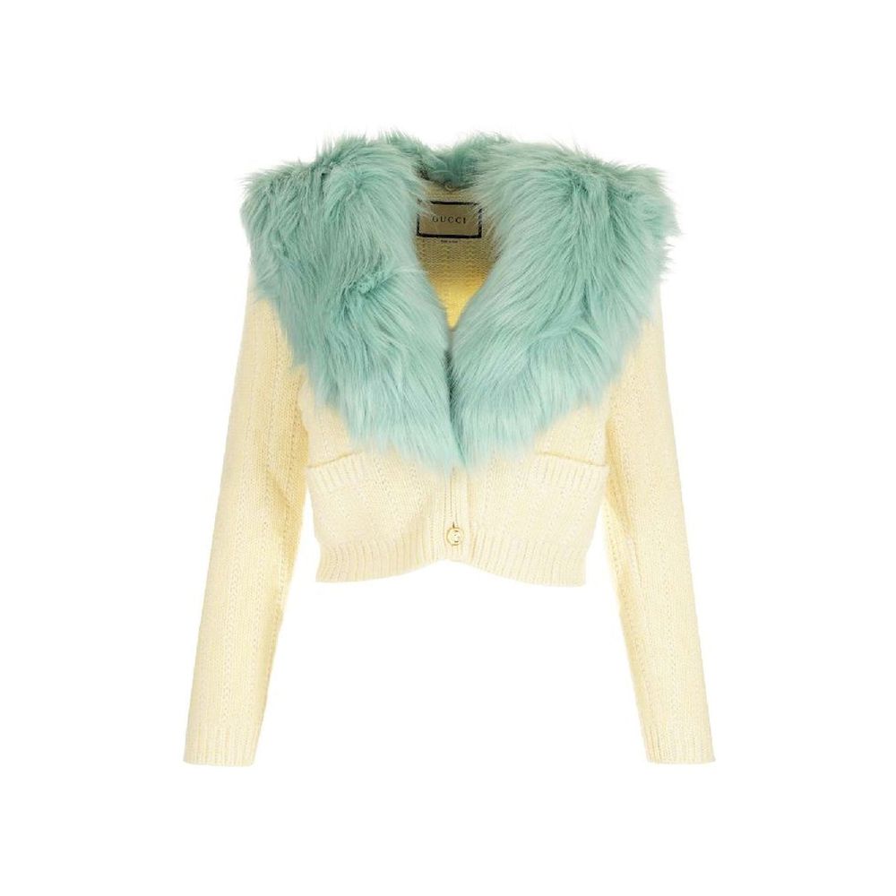 Gucci White Wool Cardigan 1728,75611013280,Cardigans - Sweaters - Clothing,Clothing,Gucci,M,New with tags,Sweaters - Clothing,White,Women