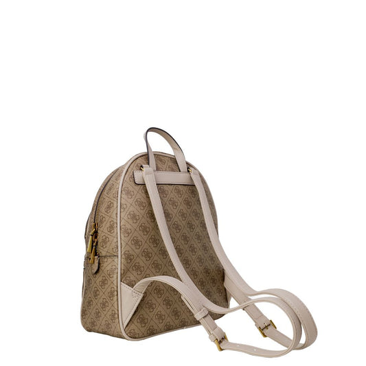 Guess Brown Polyethylene Backpack for stylish modern women, featuring spacious compartments and durable lightweight design.