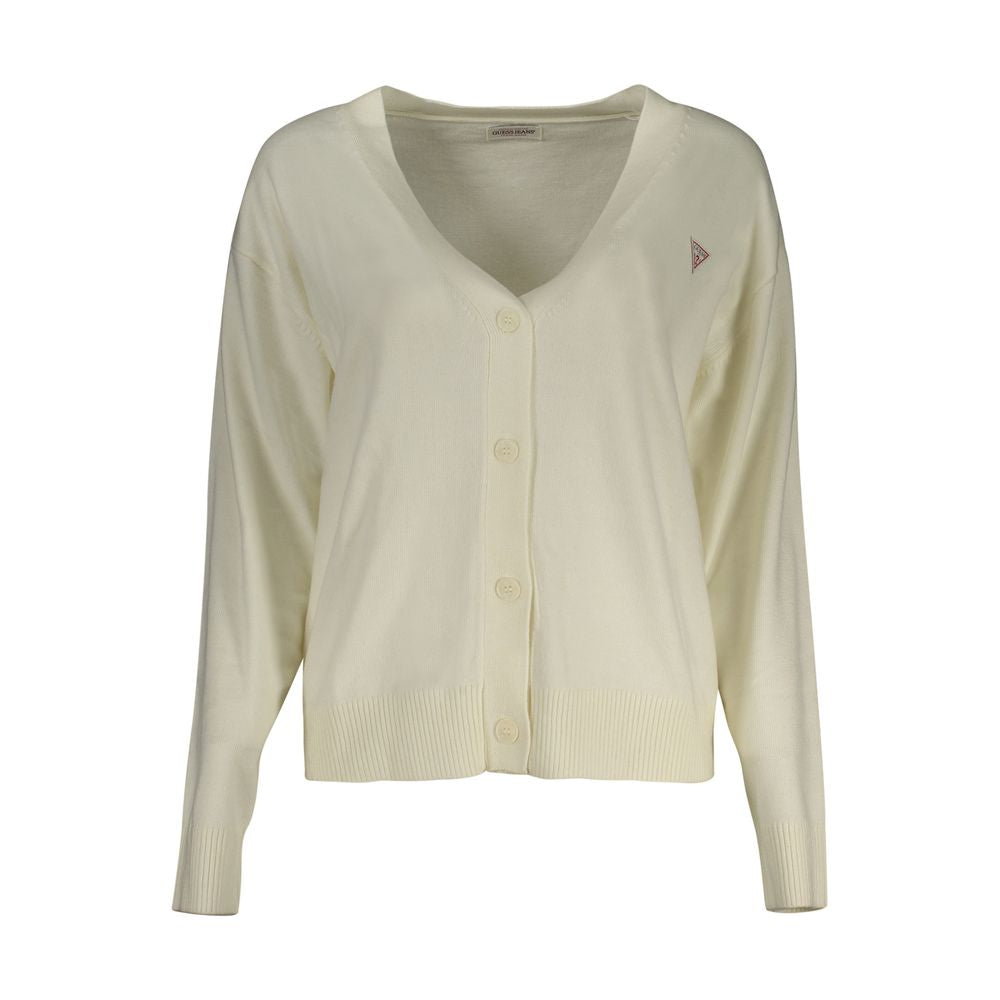 Guess Jeans Bianco Polyester Women Cardigan