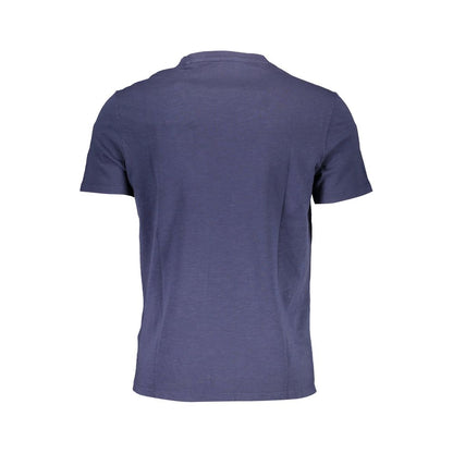 Back view of Guess Jeans Blue Cotton Men T-Shirt in organic fabric