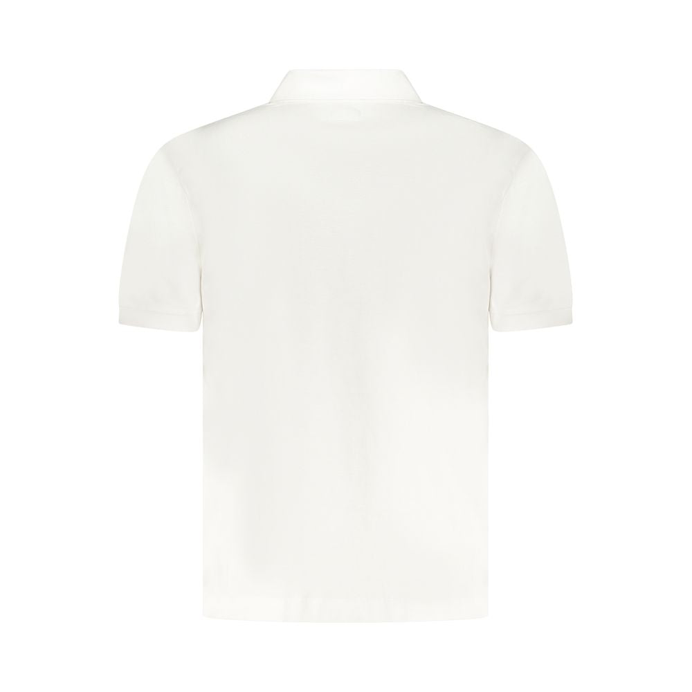 Back view of Guess Jeans White Cotton Men Polo Shirt, featuring sleek design and premium cotton fabric.