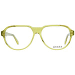 Guess Yellow Men Glasses Frame in aviator style with full-rim yellow plastic frame and demo lenses. Includes branded case and spring hinge.