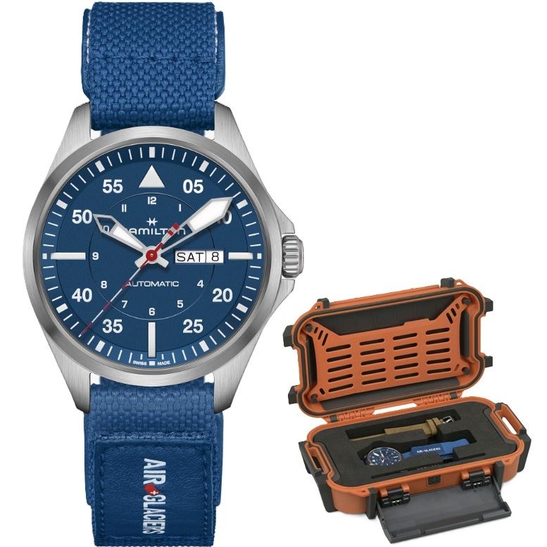 HAMILTON Mod. KHAKI AVIATION PILOT DAY DATE AUTO - AIR-GLACIERS Special Edition + Extra Strap WATCHES