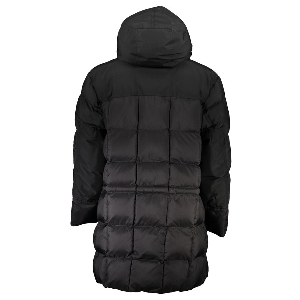 Hugo Boss Black Polyamide Men Jacket - back view showcasing hood and sleek design for ultimate style and protection.