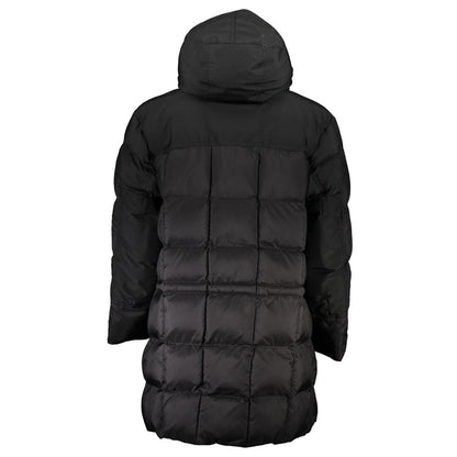 Hugo Boss Black Polyamide Men Jacket - back view showcasing hood and sleek design for ultimate style and protection.