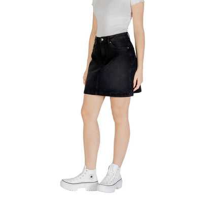 ICHI Black Cotton Mini Skirt