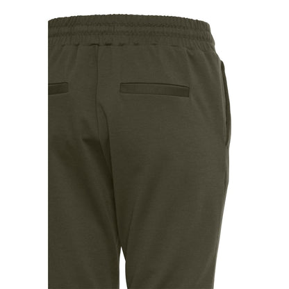 ICHI Green Polyester Casual Pants