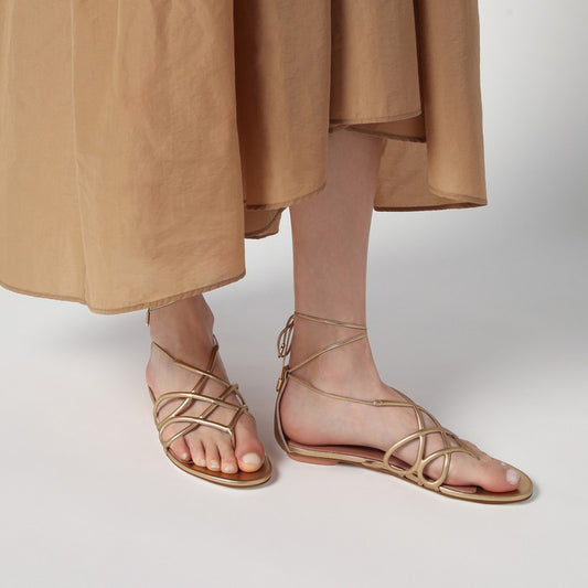 Aquazzura Low gold leather sandal IFIFLAS0NPL/Q_AQUA-SOG_500