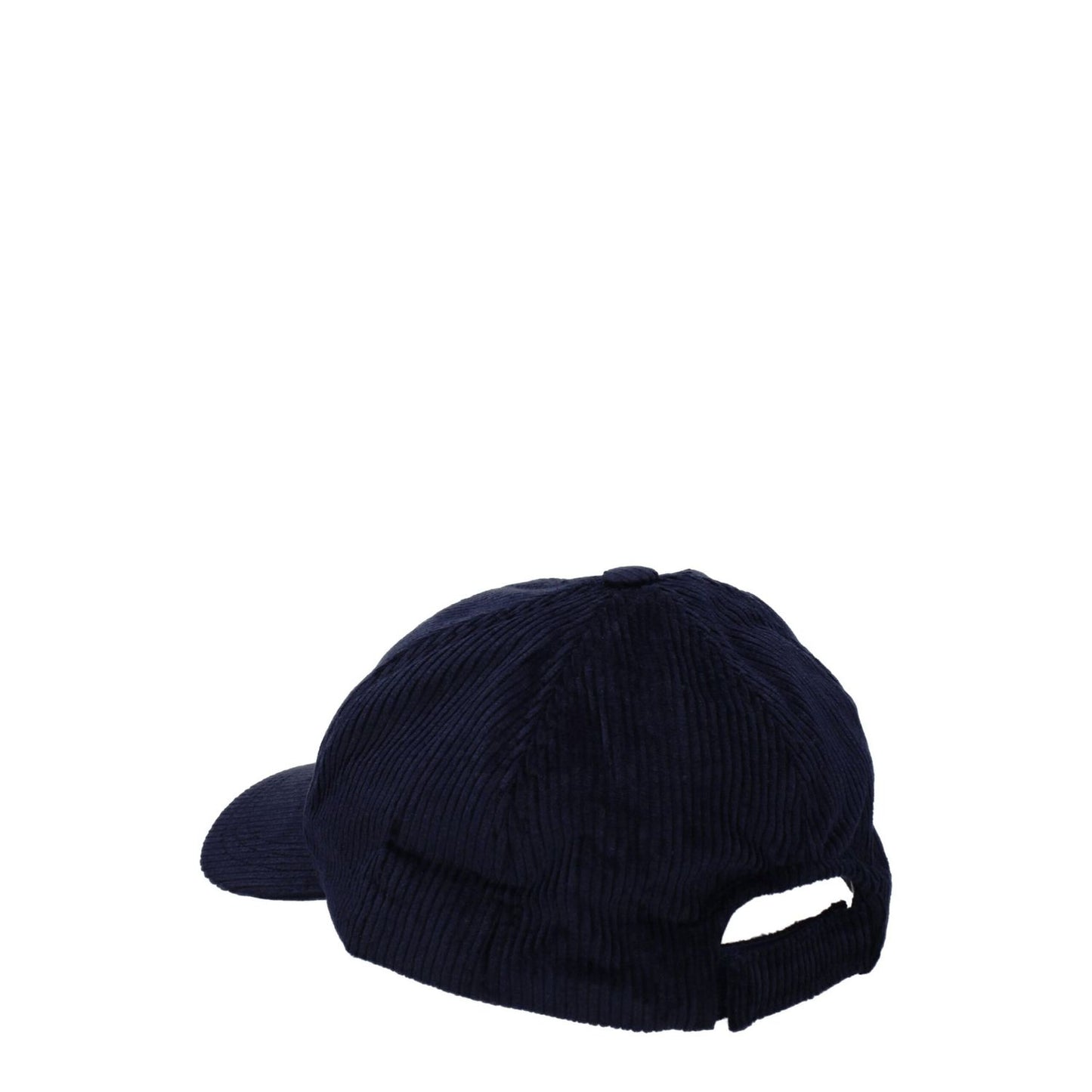 Back view of Isabel Marant Blue Cotton Cap (Baseball Hat) with strap closure in midnight blue made from 74% cotton and 28% linen.