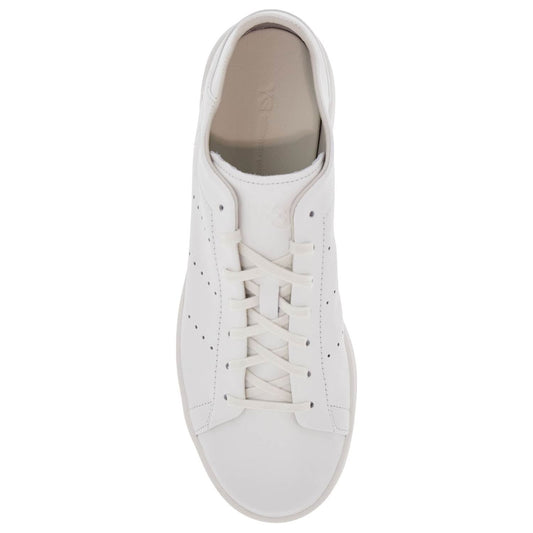 Y-3 white leather sneakers with minimalist design