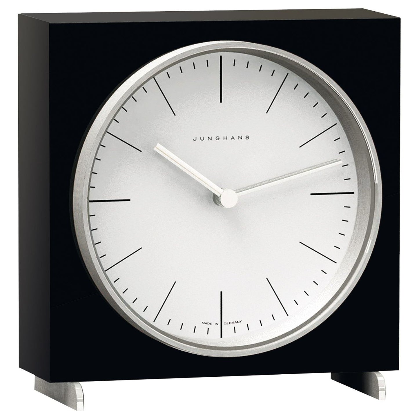 JUNGHANS MOD. 383_2202-00 stylish clock with sleek black frame and minimalist design.