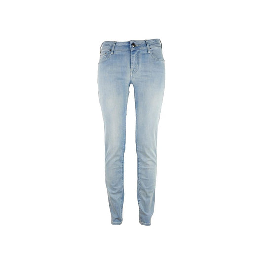 Jacob Cohen Blue Cotton Straight-Leg Jeans for women, Italian-made with medium waist, high-quality stretch denim and timeless blue color.