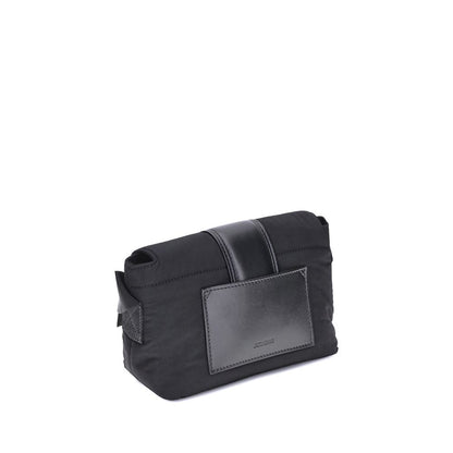 Jacquemus Black Nylon Handbag featuring leather handle and multifunctional pockets