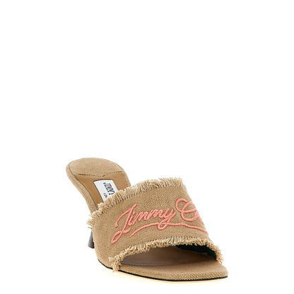 Jimmy Choo Beige Textile Platform Sandals