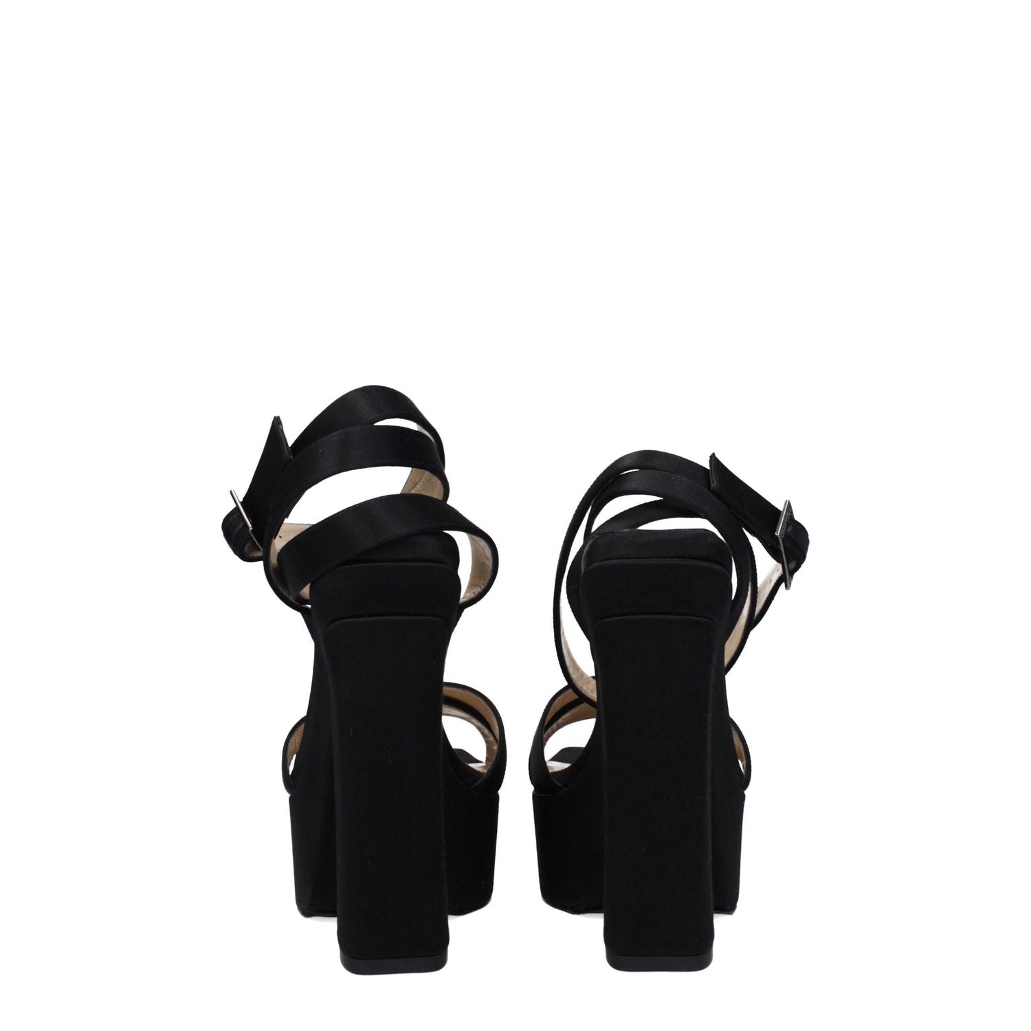 Jimmy Choo Black Satin Platform Sandals