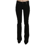 John Galliano Black Low Waist Slim Leg Skinny Denim Casual Pants Jeans with zipper closure, logo details, and made in Italy.