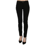 John Galliano Black Mid Waist Slim Fit Skinny Denim Casual Pants Jeans with zipper closure, high quality craftsmanship, made in Italy.