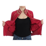 Model wearing John Galliano Pink Mock Zip Cardigan Sweatshirt Sweater, showing inside view and zipper detail.