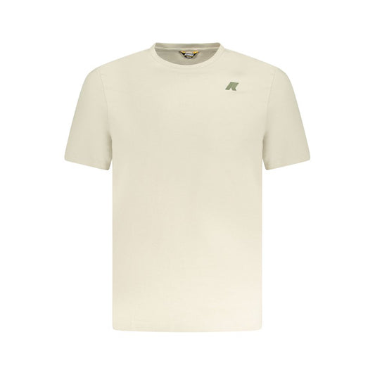K-WAY Beige Cotton T-Shirt with short sleeves, crew neck, and embossed logo. Casual and stylish summer wear.