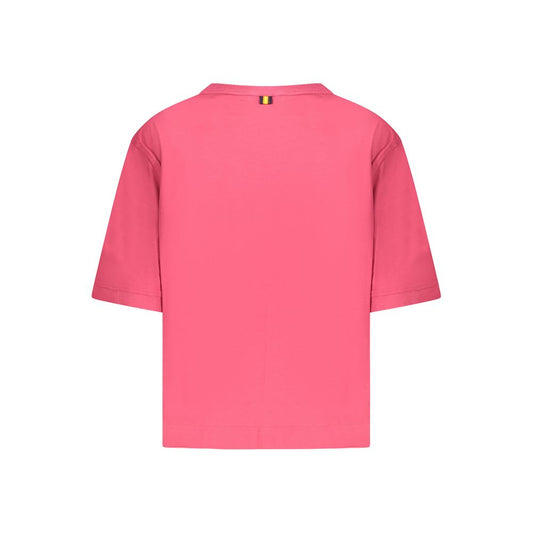K-WAY Pink Cotton Tops & T-Shirt, short sleeve, wide neck, with logo application.