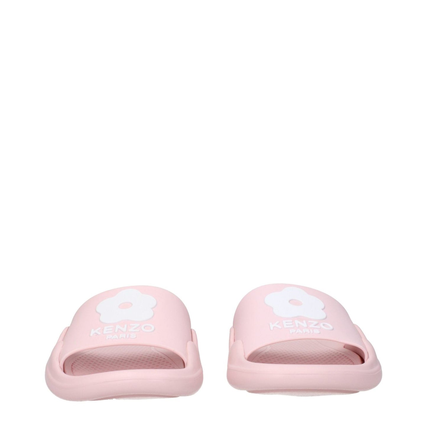 Kenzo Pink Cotton Slippers with front logo, open toe, rubber sole. MPN FE52MU110P5134, stylish and casual footwear by Kenzo.
