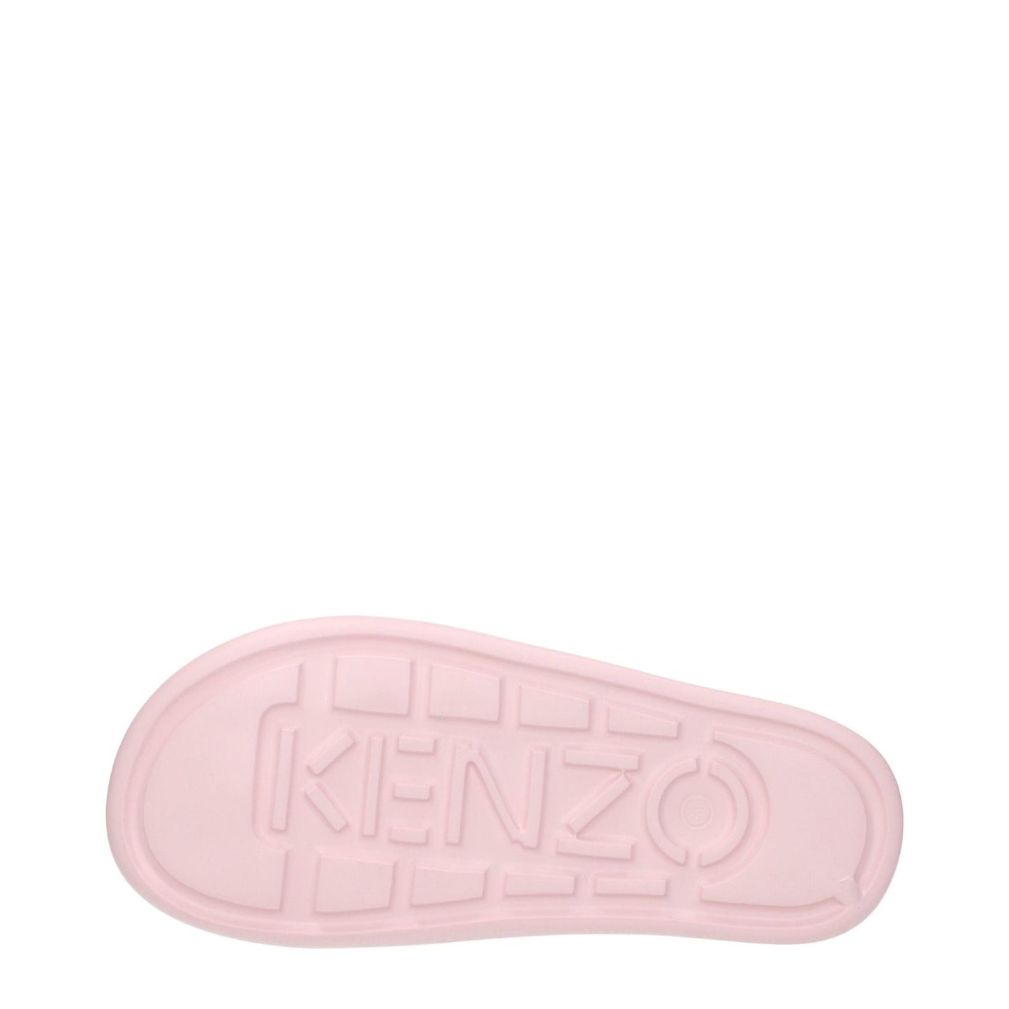 Kenzo Pink Cotton Slippers showing rubber sole with Kenzo logo, open toe, low flat heel, style FE52MU110P5134, casual footwear.