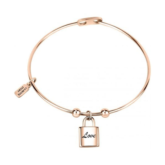 Gold bracelet with lock charm, "Love" inscription, LA PETITE STORY JEWELRY Mod. LPS05ASD16, elegant design, minimalist style