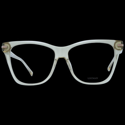 LOCMAN MOD. LOCV008 59MNT eyewear for ladies, stylish rectangular glasses with clear frame, front view.