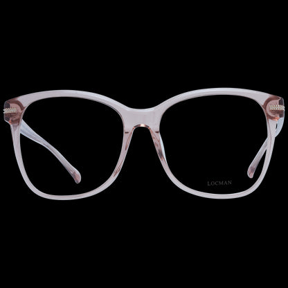Alt Tag: LOCMAN MOD. LOCV018 57ROS ladies eyeglasses with clear frames and unique design, perfect for stylish fashion.