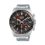 LORUS WATCHES Mod. RT349GX9, Gent's chronograph wristwatch with stainless steel case and strap, quartz movement, 10 ATM water resistance.