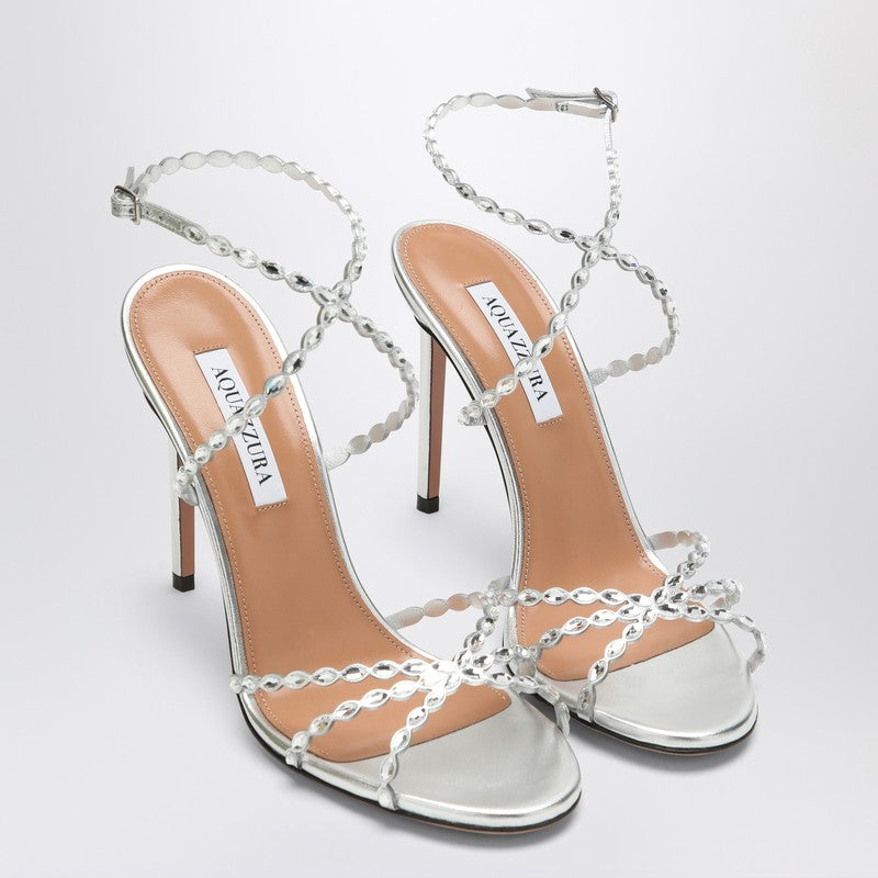 Aquazzura Love Struck silver sandals with crystals LSKHIGS0NPL/R_AQUA-CCC_500