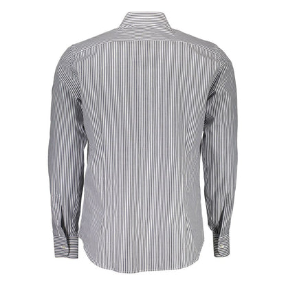 Back view of La Martina Blue Cotton Men Shirt with button-down collar and cuffs.