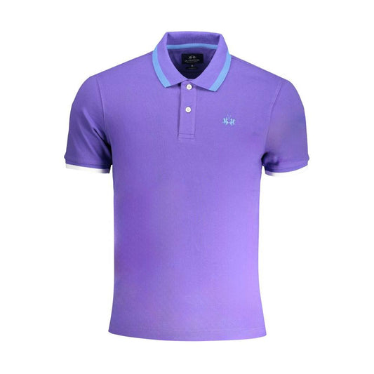 La Martina La Martina Purple Cotton Polo Shirt LA-30467-XXL