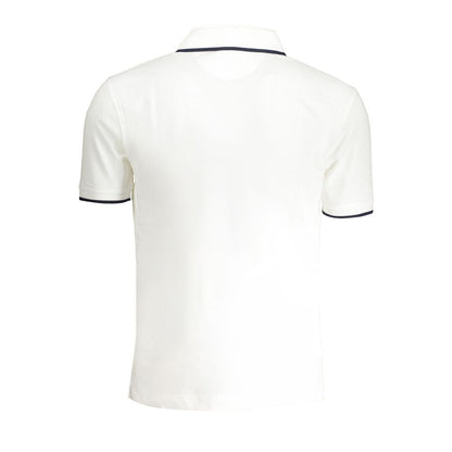 Back view of La Martina White Cotton Men Polo Shirt with short sleeves and contrasting details.