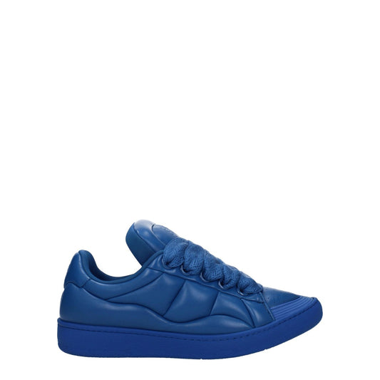 Lanvin Blue Leather Low Top Sneakers with rubber sole, lace-up closure, and round toe design. Features front and back logos. MPN FMSKDK0CNAPA2020.