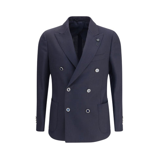 Lardini Blue Fleece Wool Blazer Lardini