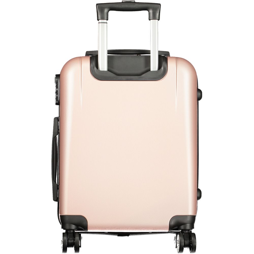Laura Biagiotti Pink Polyethylene Luggage And Travel small trolley with handle, four wheels, and zip closure.